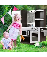 Kids Wooden Modern Kitchen Cooking Pretend Play Set