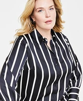 Vince Camuto Plus Size Striped Button-Down Bell-Sleeve Shirt