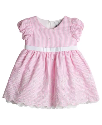 Rare Editions Baby Girls Eyelet Seersucker Dress with Diaper Cover