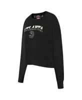 Women's Pro Standard Black Atlanta Hawks Glam Cropped Pullover Sweatshirt