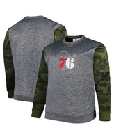 Men's Fanatics Heather Charcoal Philadelphia 76ers Big and Tall Camo Stitched Sweatshirt