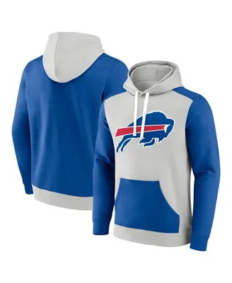 Men's Fanatics Silver, Royal Buffalo Bills Big and Tall Team Fleece Pullover Hoodie