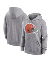 Women's Nike Heather Gray Cleveland Browns Team Logo Club Fleece Pullover Hoodie