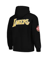 Men's Mitchell & Ness Black Distressed Los Angeles Lakers Hardwood Classics Og 2.0 Pullover Hoodie
