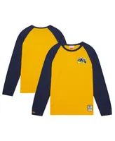 Men's Mitchell & Ness Maize Michigan Wolverines Legendary Slub Raglan Long Sleeve T-shirt