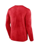 Men's Fanatics Heather Red Distressed Atlanta Hawks Front Court Press Snow Wash Long Sleeve T-shirt