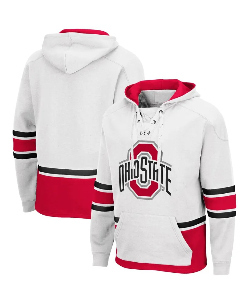 Men's Colosseum White Ohio State Buckeyes Lace Up 3.0 Pullover Hoodie