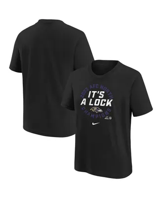 Big Boys Nike Black Baltimore Ravens 2023 Afc North Division Champions Locker Room Trophy Collection T-shirt