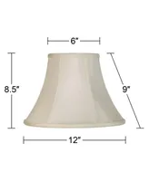 Creme Small Bell Lamp Shade 6" Top x 12" Bottom x 9" Slant x 8.5" High (Spider) Replacement with Harp and Finial - Imperial Shade