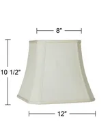 Set of 2 Square Cut Corner Lamp Shades Creme Medium 8" Top x 16" Bottom x 11" Slant x 10.5" High Spider with Replacement Harp and Finial Fitting