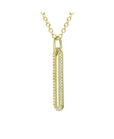 14K Gold Plated Cubic Zirconia Long Rod Pendant Necklace