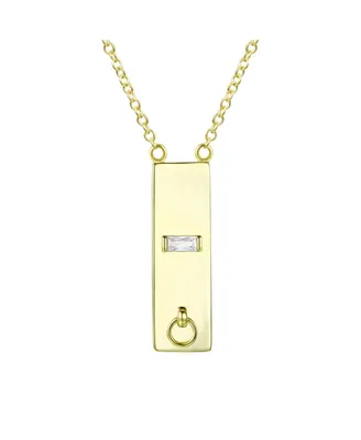 14K Gold Plated Radiant Cubic Zirconia Bar Necklace