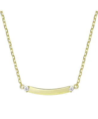 14K Gold Plated Cubic Zirconia Small Curved Bar Necklace