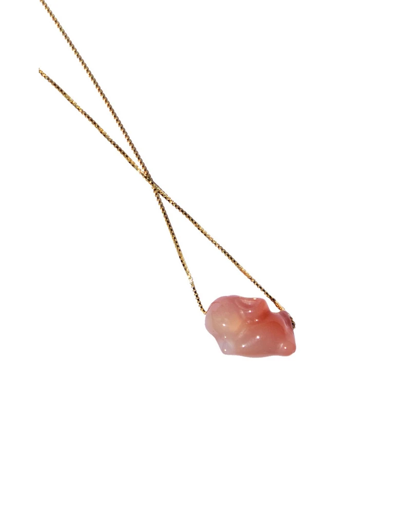 seree Bunny — Pink agate pendant necklace