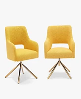 Mid-Century Modern Wide Boucle Swivel Accent Arm Chair (Set of 2)