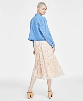 Ultra Flirt Juniors Denim Jacket Hippie Rose Juniors Chiffon Midi Dress