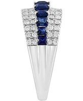 Effy Ruby (1-1/5 ct. t.w) & Diamond (5/8 ct. t.w.) Three Row Ring in 14k Gold (Also in Sapphire)