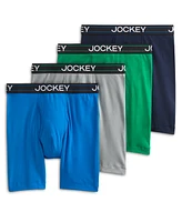 Jockey Men's Lightweight Cotton Blend 7" Long Leg Boxer Briefs, Pack of 4