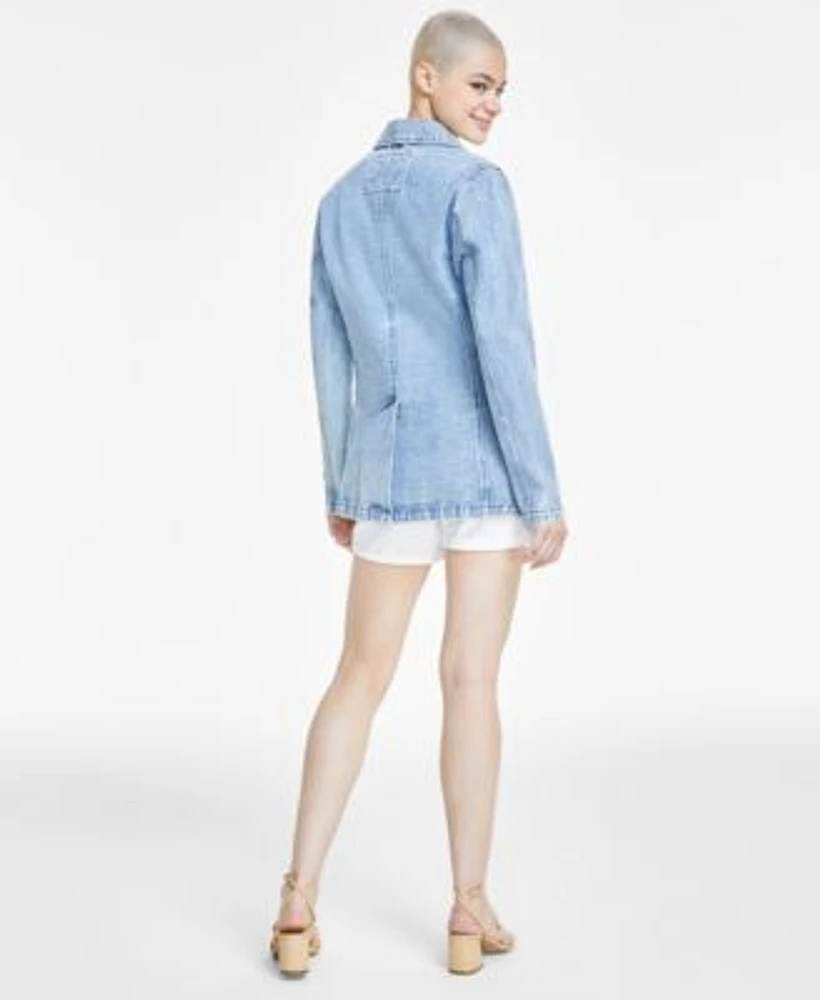 Levis Womens Cotton Denim Blazer The Perfect Crewneck Cotton T Shirt Mid Rise Mid Length Stretch Shorts