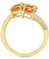 Effy Citrine (1-5/8 ct. t.w) & Diamond (1/10 ct. t.w.) Cluster Bypass Ring in 14k Gold