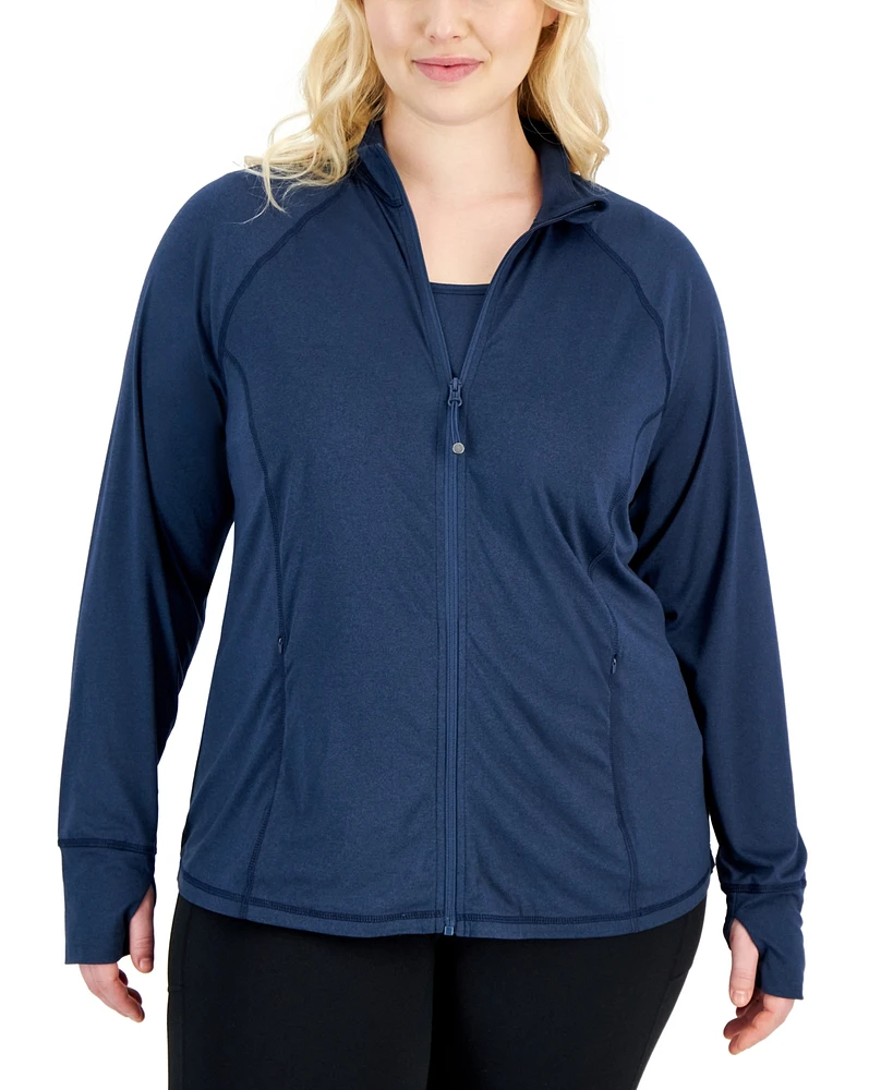 Id Ideology Plus Zip-Front Long Sleeve Jacket, Created for Macy's