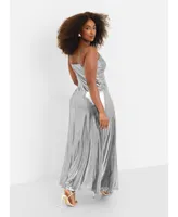 Rebdolls Women's Plus Size Cicely Liquid Metallic Maxi Slip Dress