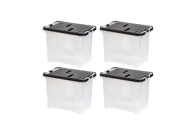 Iris Usa Inc. Letter Size Portable Wing-Lid File Box, 4 Pack, Stackble, Bpa