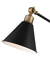 Wray Modern Adjustable Desk Lamp 26 3/4" High with Usb Charging Port Painted Black Brass Metal Cone Shade for Living Room Bedroom House Bedside Nights