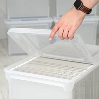 Iris Usa File Box File Organizer Plastic File Box w/ Hinged Latching Lid for Letter/Legal File, Bpa-Free Plastic Storage Bin Tote Organizer, Stackable
