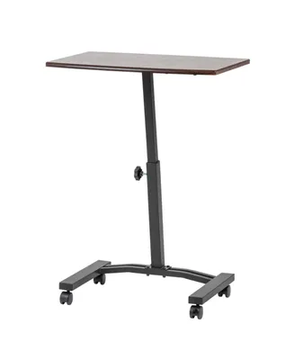 Iris Usa Single Rolling Workstation Table Desk, Laptop Cart, Brown