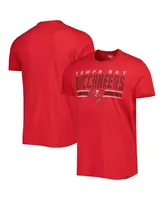 Men's '47 Brand Red Distressed Tampa Bay Buccaneers Team Stripe T-shirt