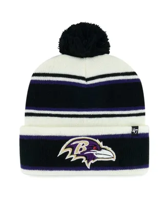 Youth Boys and Girls '47 Brand White Baltimore Ravens Stripling Cuffed Knit Hat with Pom