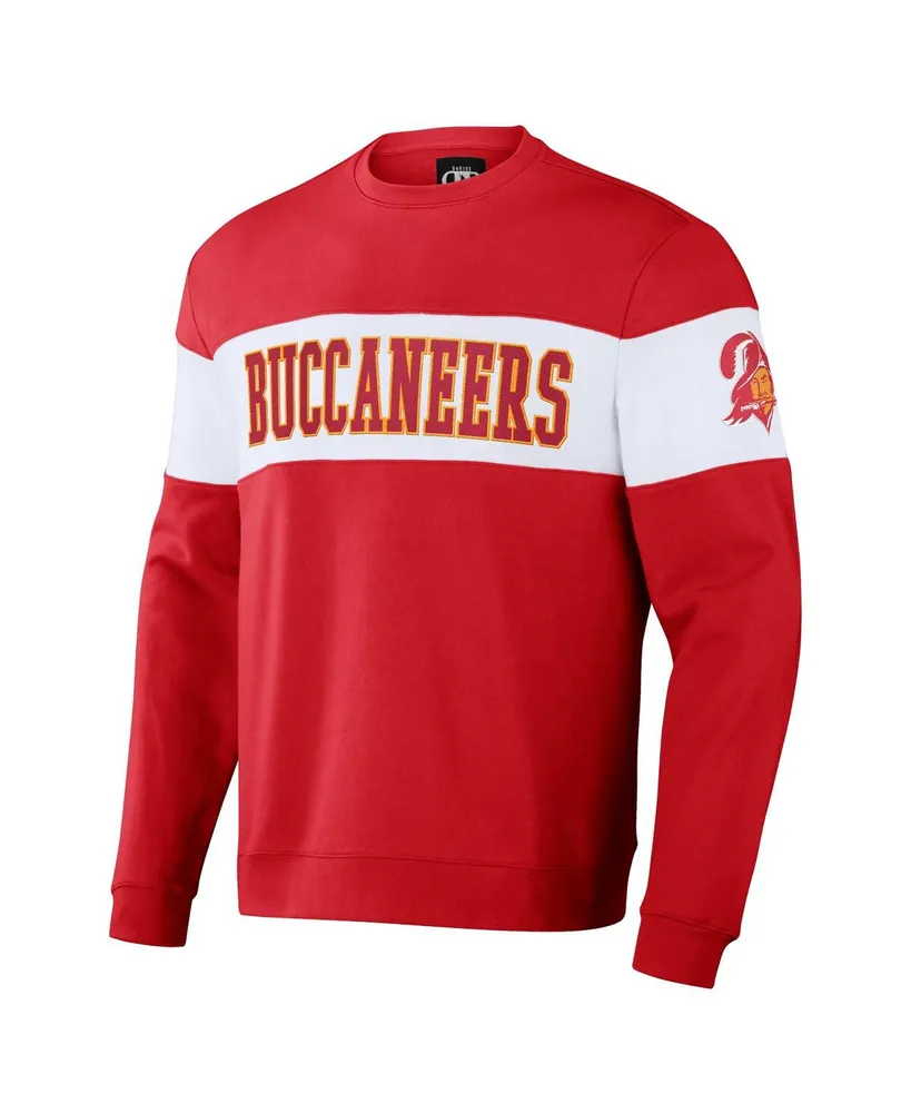 Men's Nfl x Darius Rucker Collection by Fanatics Red Distressed Tampa Bay Buccaneers Team Color and White Pullover Sweatshirt