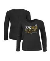 Women's Fanatics Black Baltimore Ravens 2023 Afc North Division Champions Plus Conquer Long Sleeve Crew Neck T-shirt