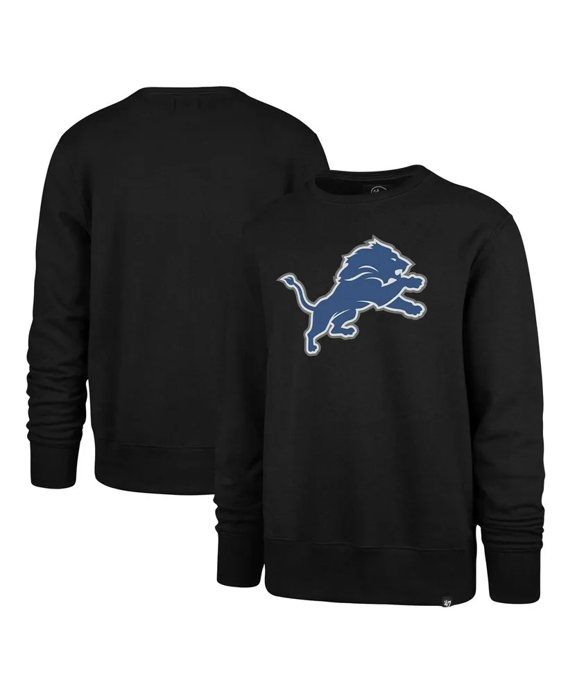 Men's '47 Brand Black Detroit Lions Imprint Headline Pullover Sweatshirt