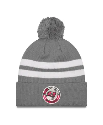 Men's New Era Gray Tampa Bay Buccaneers 2023 Nfc South Division Champions Cuffed Pom Knit Hat
