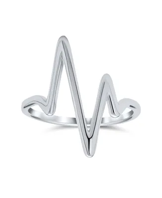 Geometric Midi Knuckle 1MM Band Stackable Chevron Lightening Bolt Heartbeat V Ring .925 Sterling Silver