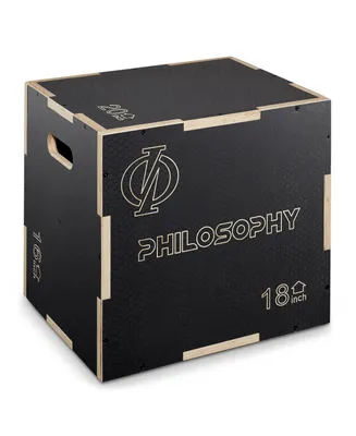 Philosophy Gym 3 in 1 Non-Slip Wood Plyo Box, 20" x 18" x 16", Black, Jump Plyometric Box for Training and Conditioning