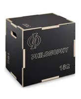 Philosophy Gym 3 in 1 Non-Slip Wood Plyo Box, 20" x 18" x 16", Black, Jump Plyometric Box for Training and Conditioning