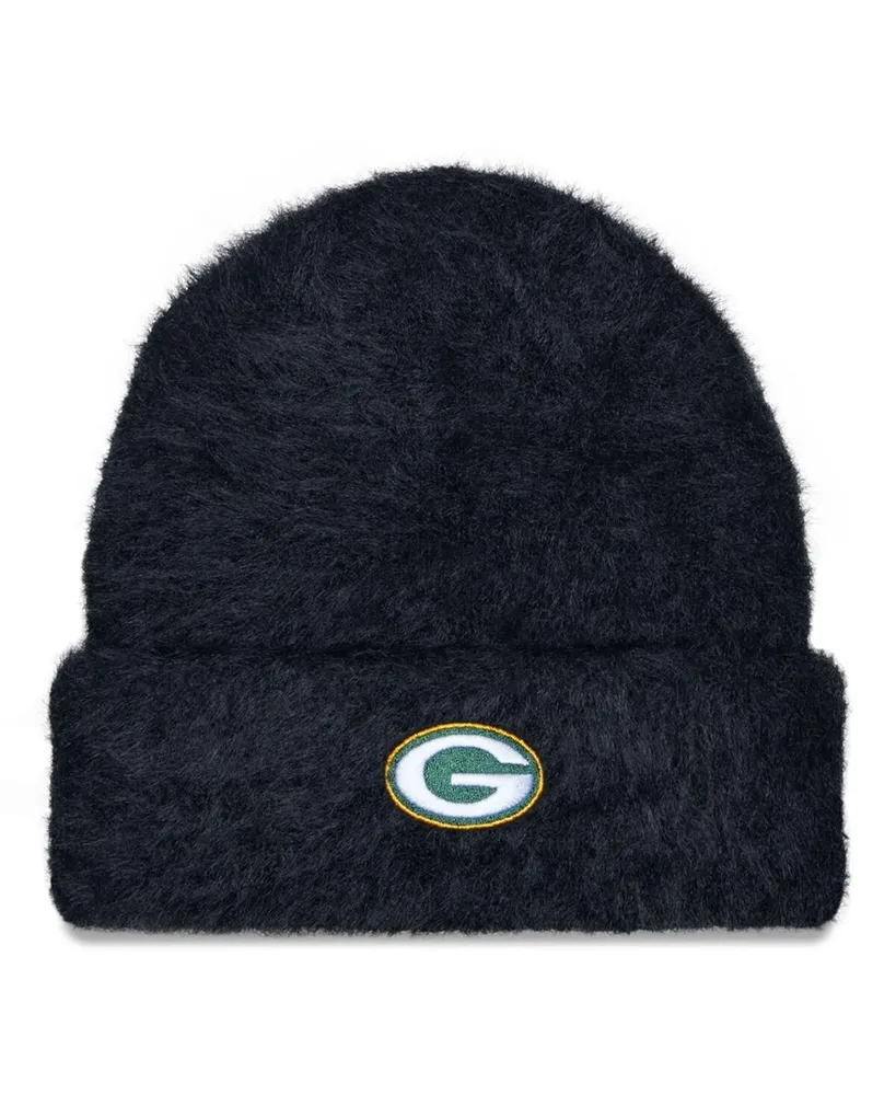 Women's New Era Black Green Bay Packers Fuzzy Cuffed Knit Hat