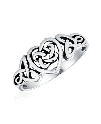 Bling Jewelry Dainty Best Friends Irish Celtic Love Knots Bff Infinity Heart Promise Ring 1MM Band For Teen Women Oxidized .925 Sterling Silver