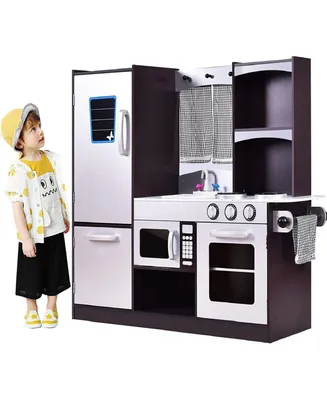 Kids Kitchen Play set Wooden Chef's Pretend Play Toy Cooking Food Set Gift for Kids