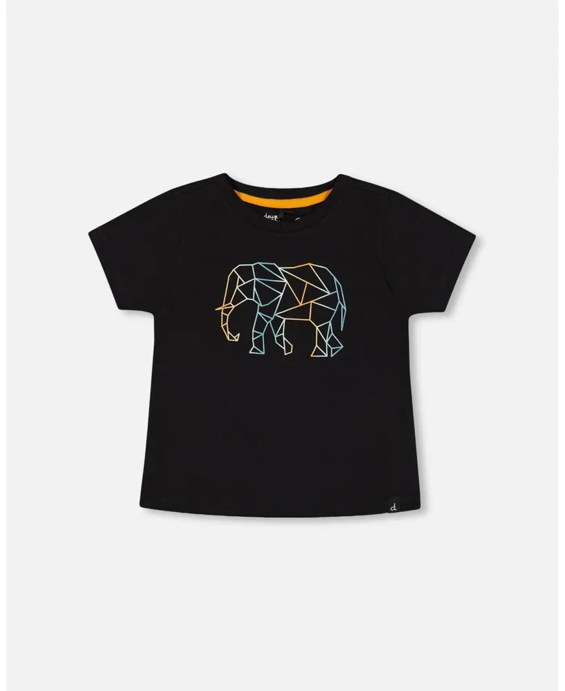 Baby Boy Organic Cotton T-Shirt With Print Black - Infant