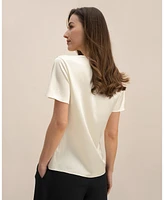 Lilysilk Women's Cowl Neck Short Sleeves Silk T-Shirt