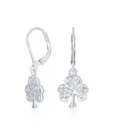 Bling Jewelry Delicate Petite Irish Triquetra Open Heart Shape Celtic Knot Good Luck Shamrock Clover Dangle Earrings Lever back Sterling Silver