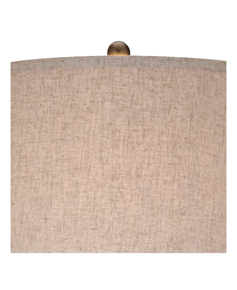 St. Claire Mid Century Modern Table Lamp 30 3/4" Tall Wood Brown Open Vase Taupe Fabric Drum Shade for Bedroom Living Room House Bedside Nightstand Ho