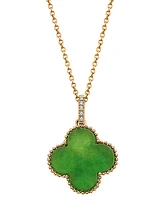 Effy Dyed Jade & Diamond Accent Beaded Clover 18" Pendant Necklace in 14k Gold