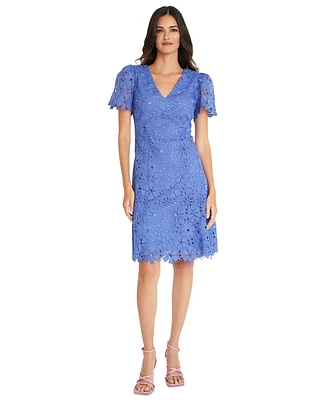 Maggy London Women's Lace Puff-Sleeve A-Line Dress