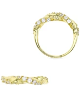 Cubic Zirconia Twist Style Ring 14k Gold-Plated Sterling Silver