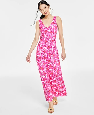 I.n.c. International Concepts Women's Floral-Print Sleeveless V-Neck Maxi Dress, Created for Macy's